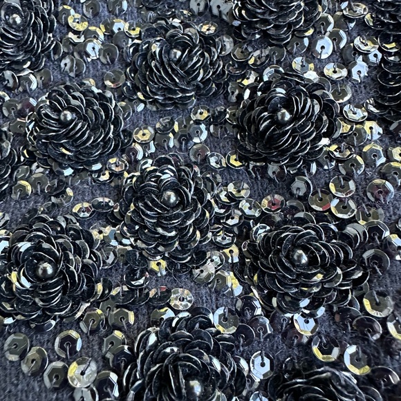 VIVIEN FOREST BLACK BEAD/SEQUIN cardigan EMBELLISHED LINED SZ MEDIUM SO SOFT!! - Picture 11 of 16